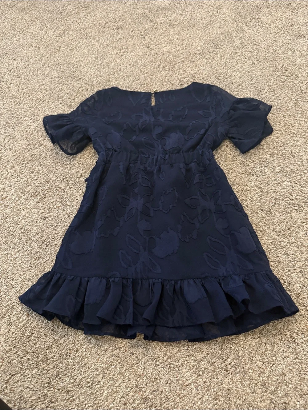 Lilly Pulitzer Girls Mini Darlah Dress Navy short sleeve Ruffle Bow Size 4